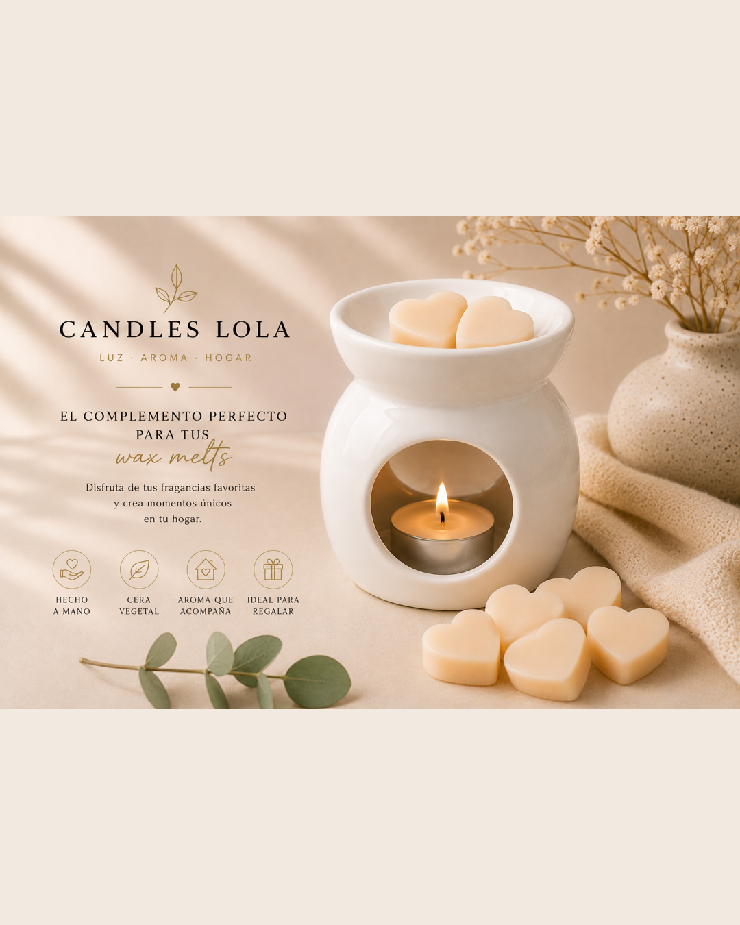 PACK QUEMADOR + WAX MELTS CORAZONES GRANDES