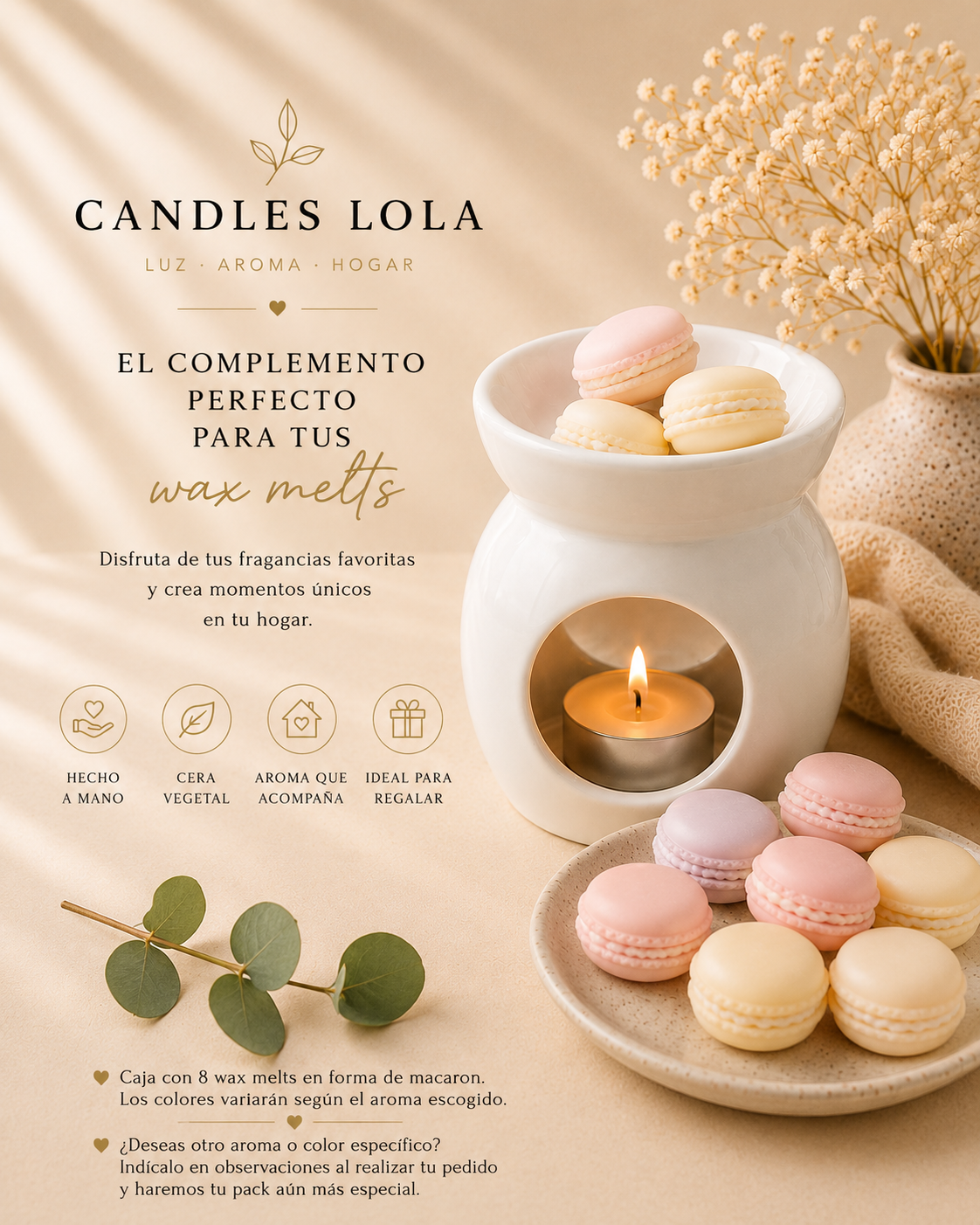 PACK QUEMADOR + MACARONS WAX MELTS
